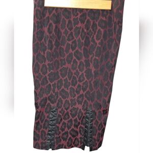 Marciano Burgundy and Black Leopard Print Pencil Skirt